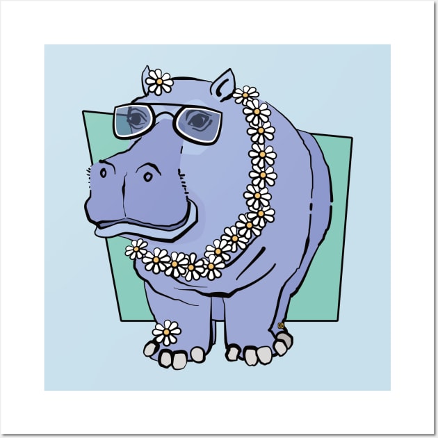 Hippo in Sunglasses Wall Art by Sue Cervenka